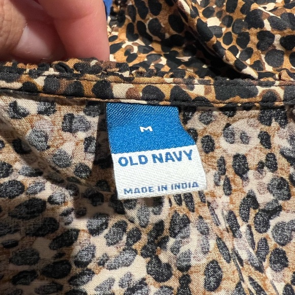 Old Navy Mini Dress Womens Medium Brown Leopard Print Cinched Ruffle-Trim - Picture 8 of 10